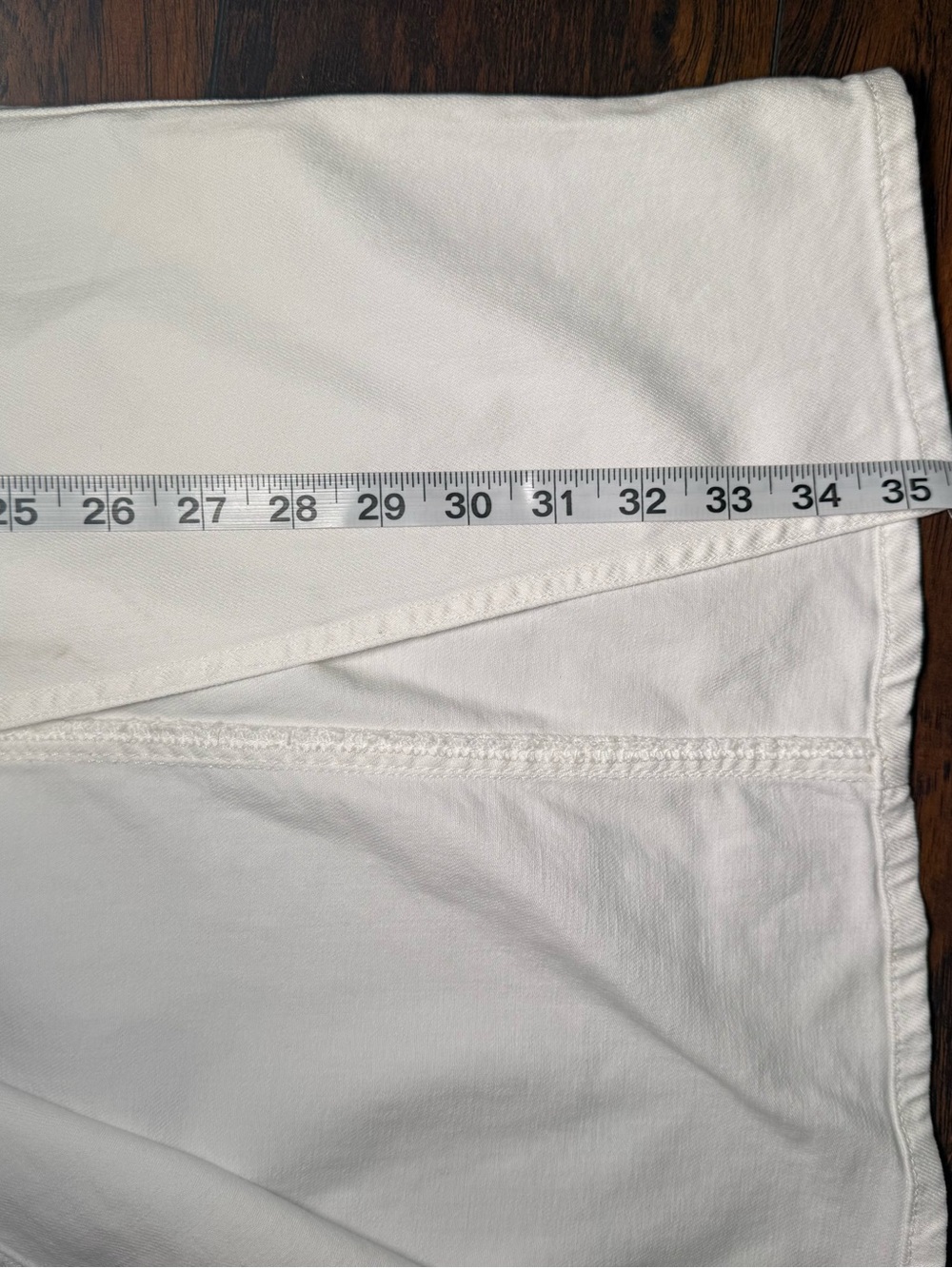 Hudson Jeans Reconstructed White Denim Midi Pencil Skirt Front Slit Size 23/00 - Picture 13 of 14